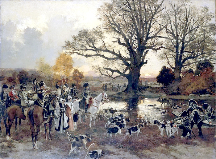 Napoléon chassant en forêt de Fontainebleau par François Flameng - Collection particulière